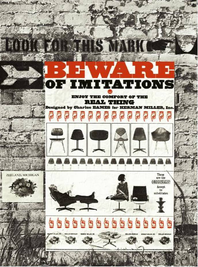 Affiche de Charles Eames : Beware oof imitations